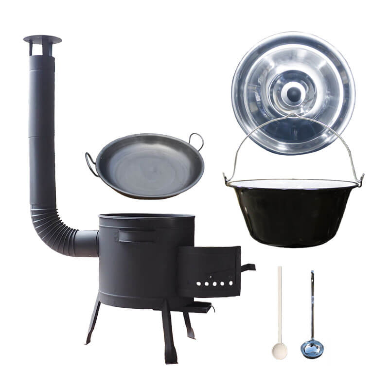 Smaltovaný kotlík 30 L (1,2 mm) + železná panvica 46 cm WOK + nízka žiaruvzdorná kotlina 42 cm PLUS 600