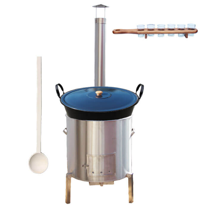 Zabíjačková súprava + smaltovaný kotol 50 L + štamperlíky